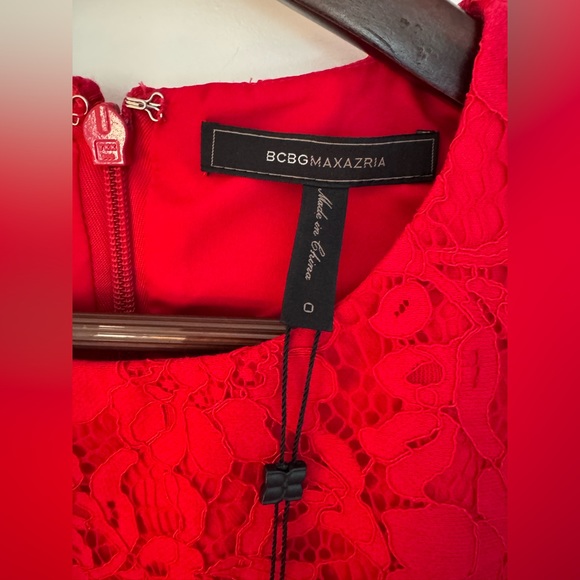 NEW! BCBGMAXAZRIA Red Dress Size 0 Christmas Holidays XS - Picture 5 of 7